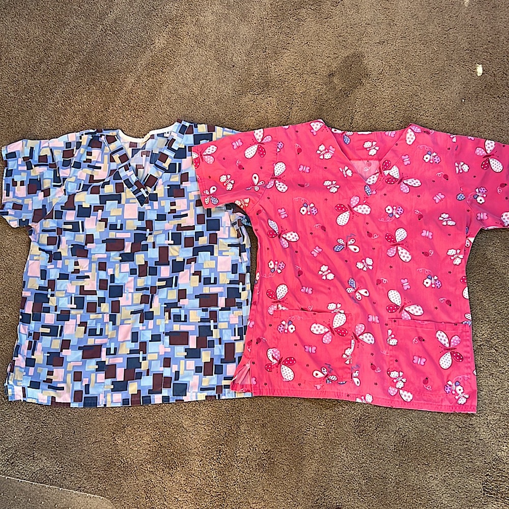 Two Scrub tops size small